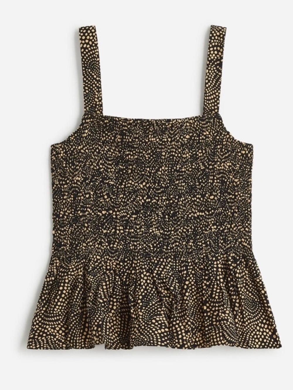 Madewell Black and Gold Smocked Peplum Top, Excellent Condition
